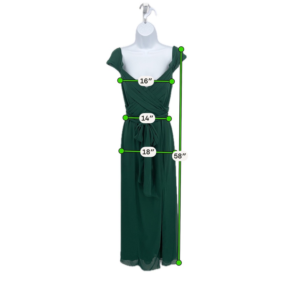 New Social Bridesmaids Womens 6 Hunter Green Chiffon OffShoulder Gown Long Dress - Picture 13 of 13